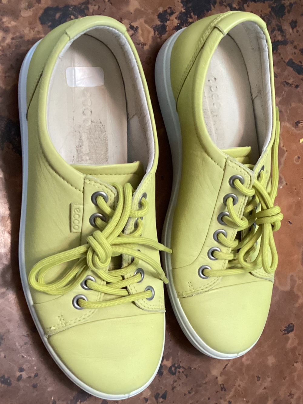 Ecco Women's Lemon-Lime Leather Lace-Up Sneakers